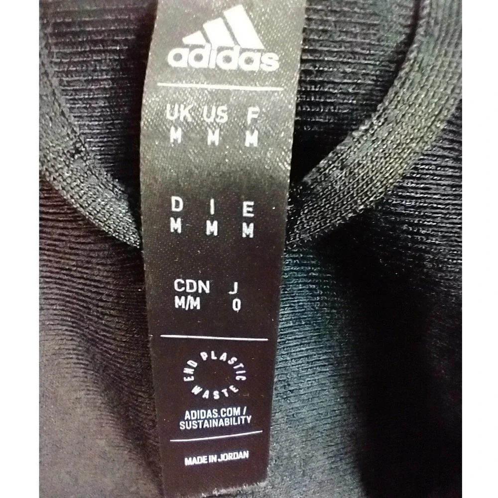 Adidas Mens Track Jacket‎ Black White 3 Stripe Full Zip Sportswear Size Medium